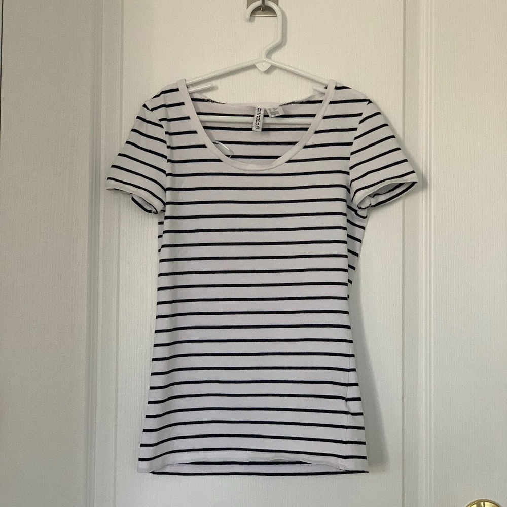White & Black Striped T-Shirt